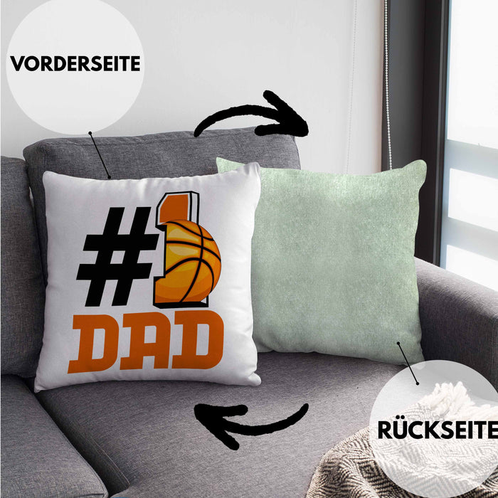 Basketball-Trainer Basketballer Nummer 1 Dad Vater Kissen mit Füllung 40x40 Geschenk Basketball Papa Geschenkidee Bester Papa Der Welt Vatertag Lustige Geschenkidee (Grau) Grün Trendation
