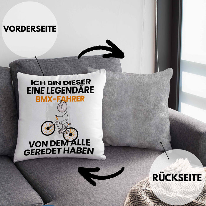 BMX-Fahrer Geschenk Kissen mit Füllung 40x40 Lustige Geschenkidee Geburtstag für BMX-Fahrer Ich Bin Dieser Legendäre BMX-Fahrer Von Dem Alle Geredet Haben (Grau) Grau Trendation