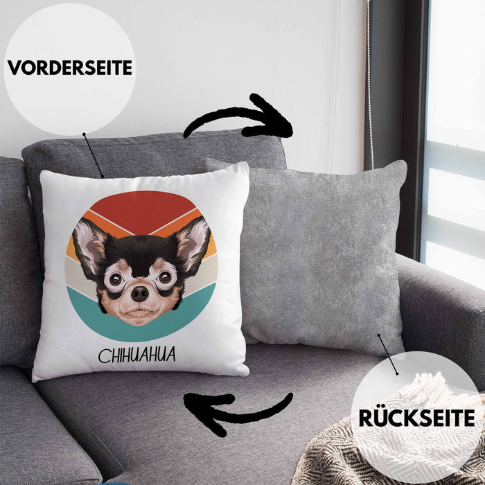 Chihuahua Besitzer Kissen mit Füllung 40x40 Geschenk Lustiger Spruch Geschenkidee Chihuahua Mama Papa (Grau) Grau Trendation