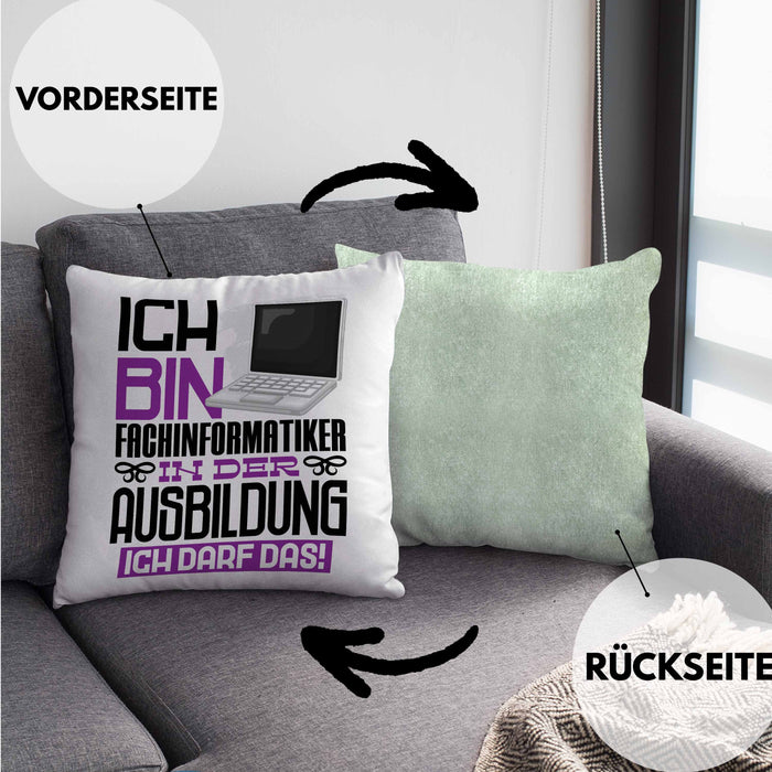 Fachinformatiker Ausbildung Kissen mit Füllung 40x40 Geschenk Ich Bin Fachinformatiker In Der Ausbildung Ich Darf Das Geschenkidee Spruch (Grau) Grün Trendation