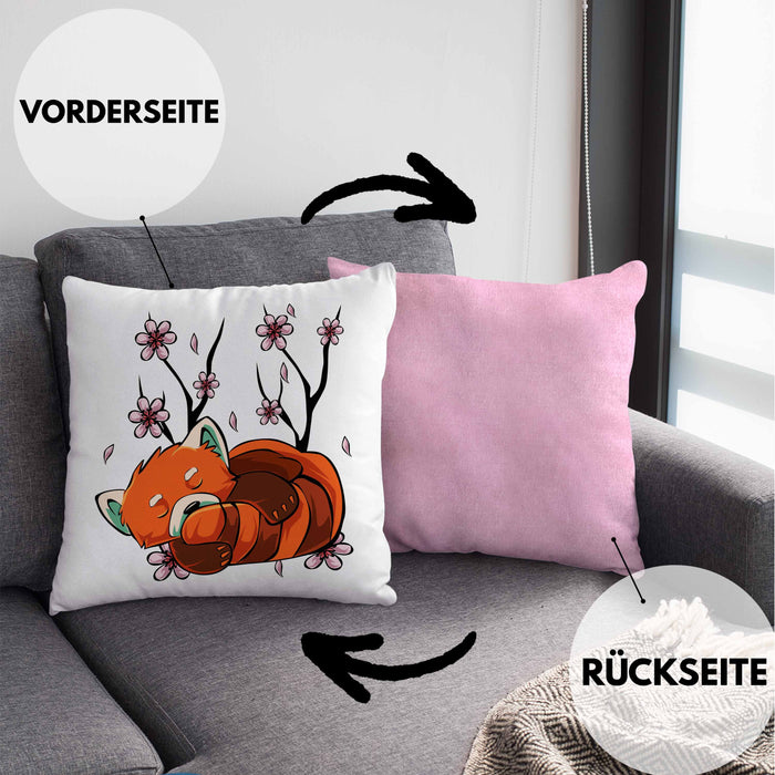 Lustige Roter Panda Kissen mit Füllung 40x40 - Ein süßes Geschenk für Panda-Liebhaber (Grau) Rosa Trendation