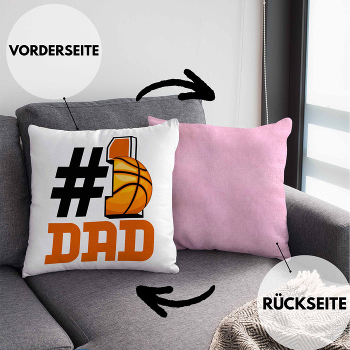 Basketball-Trainer Basketballer Nummer 1 Dad Vater Kissen mit Füllung 40x40 Geschenk Basketball Papa Geschenkidee Bester Papa Der Welt Vatertag Lustige Geschenkidee (Grau) Rosa Trendation