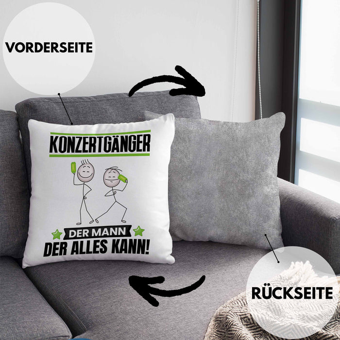 Konzertgänger Kissen mit Füllung 40x40 Geschenk für Konzertgänger Der Mann Der Alles Kann Geschenkidee zum Geburtstag (Grau) Grau Trendation