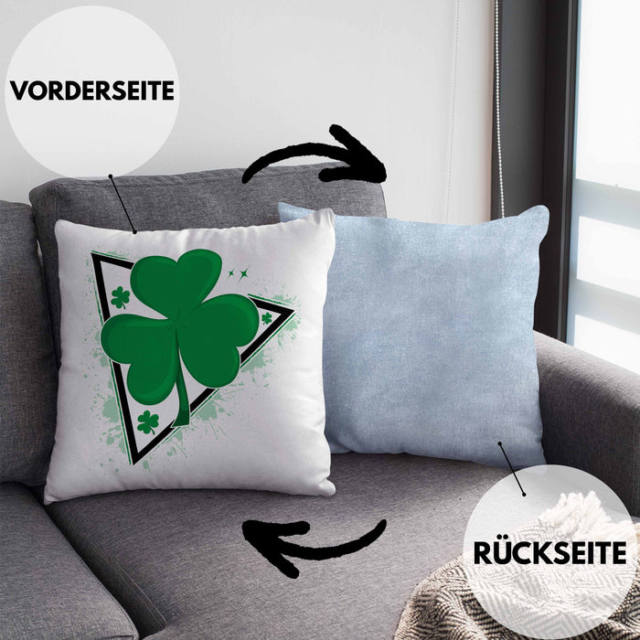 St Patricks Day Kissen mit Füllung 40x40 Kleeblatt Irisch Irland Geschenkidee (Grau) Blau Trendation