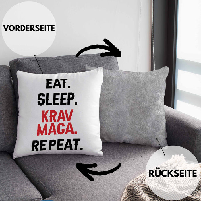 Krav Maga Kissen mit Füllung 40x40 Geschenk Kampfsportler Geschenkidee Selbstverteidigung (Grau) Grau Trendation