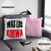 Lustige Kissen mit Füllung 40x40 Spruch "Was Los Kurwa" Polen Polnisches Geschenk (Grau) Rosa Trendation