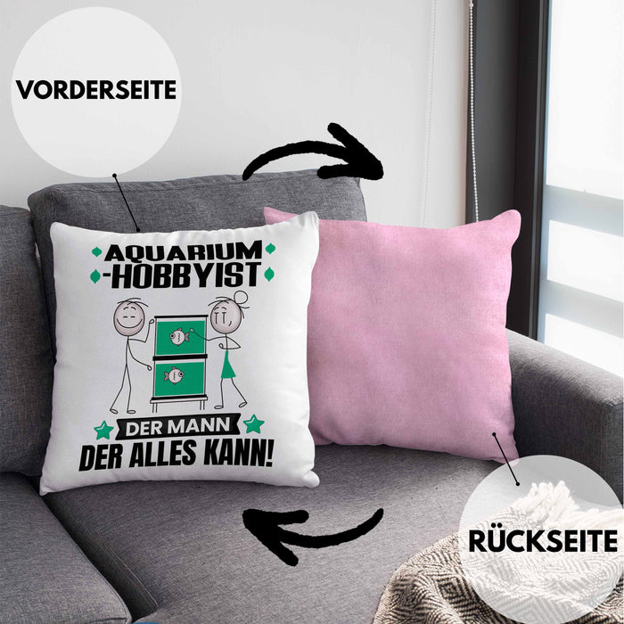 Aquarium-Hobbyist Kissen mit Füllung 40x40 Geschenk für Aquarium-Hobbyist Der Mann Der Alles Kann Geschenkidee zum Geburtstag (Grau) Rosa Trendation