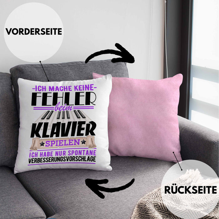 Klavier-Spieler Kissen mit Füllung 40x40 Geschenk Piano Ich Mache Keine Fehler (Grau) Rosa Trendation