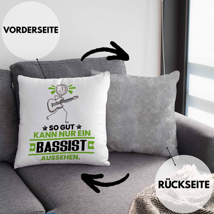 Bassist Geschenk Kissen mit Füllung 40x40 So Gut Kann Nur Ein Bassist Aussehen Geschenkidee (Grau) Grau Trendation