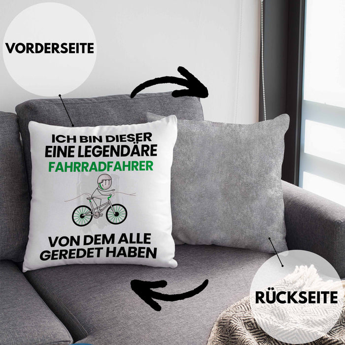 Radfahrer Geschenk Kissen mit Füllung 40x40 Lustige Geschenkidee Geburtstag für Radfahrer Ich Bin Dieser Legendäre Radfahrer Von Dem Alle Geredet Haben (Grau) Grau Trendation