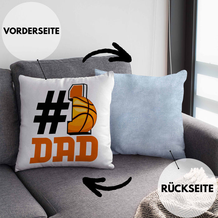 Basketball-Trainer Basketballer Nummer 1 Dad Vater Kissen mit Füllung 40x40 Geschenk Basketball Papa Geschenkidee Bester Papa Der Welt Vatertag Lustige Geschenkidee (Grau) Blau Trendation