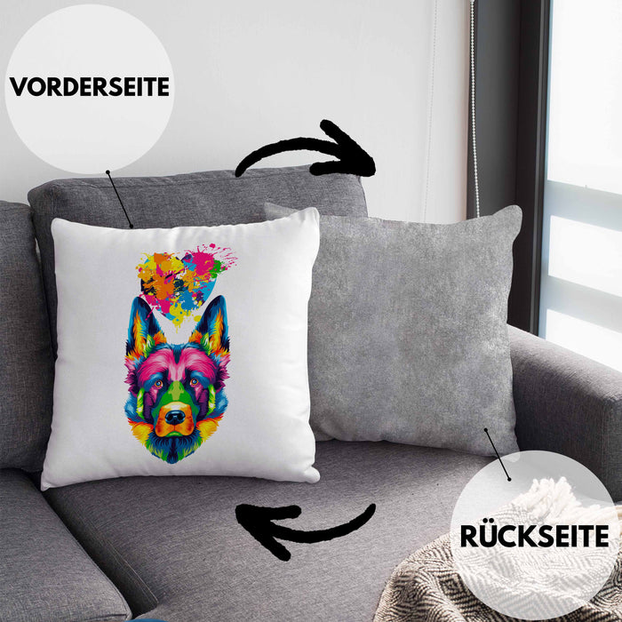 Schäferhund Herz Farbe Besitzer Kissen mit Füllung 40x40 Geschenk Lustiger Spruch Geschenkidee Schäferhund Liebhaber (Grau) Grau Trendation