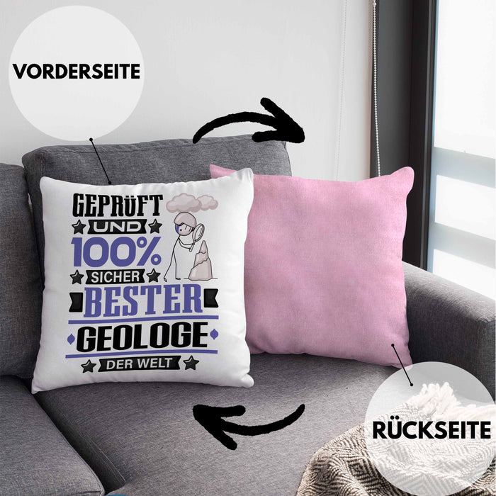 Geologe Geschenk Lustiger Spruch für Geologe Geschenkidee Bester Geologe Der WeltKissen mit Füllung 40x40 (Grau) Rosa Trendation