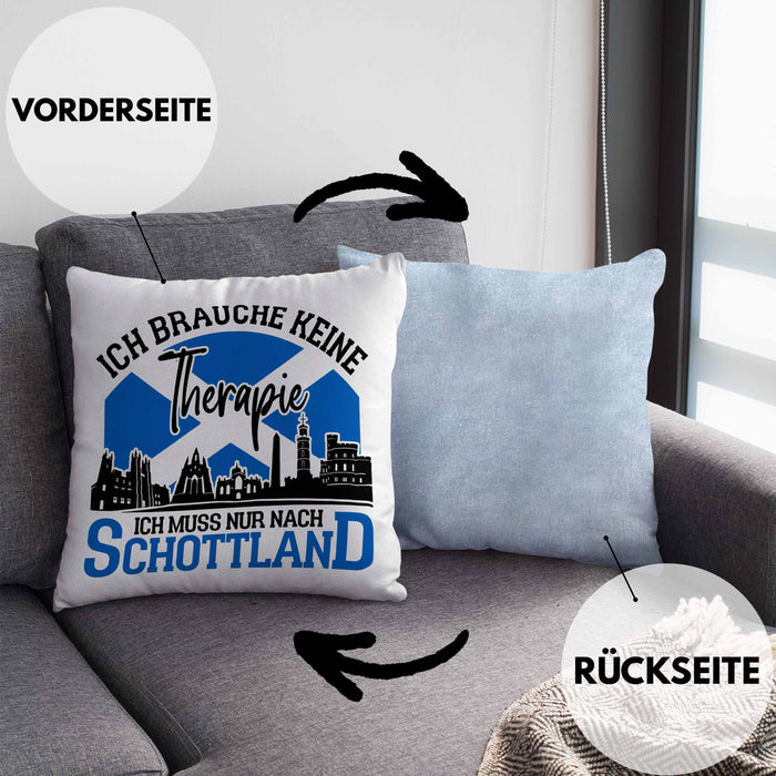 Kissen mit Füllung 40x40 Schottland Urlaub Geschenk für Schottland Fans Ich Brauche Keine Therapie (Grau) Blau Trendation