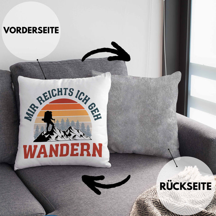 Mir Reichts Ich Geh Wandern Kissen mit Füllung 40x40 Geschenk Wander Kaffee Lustiger Spruch (Grau) Grau Trendation