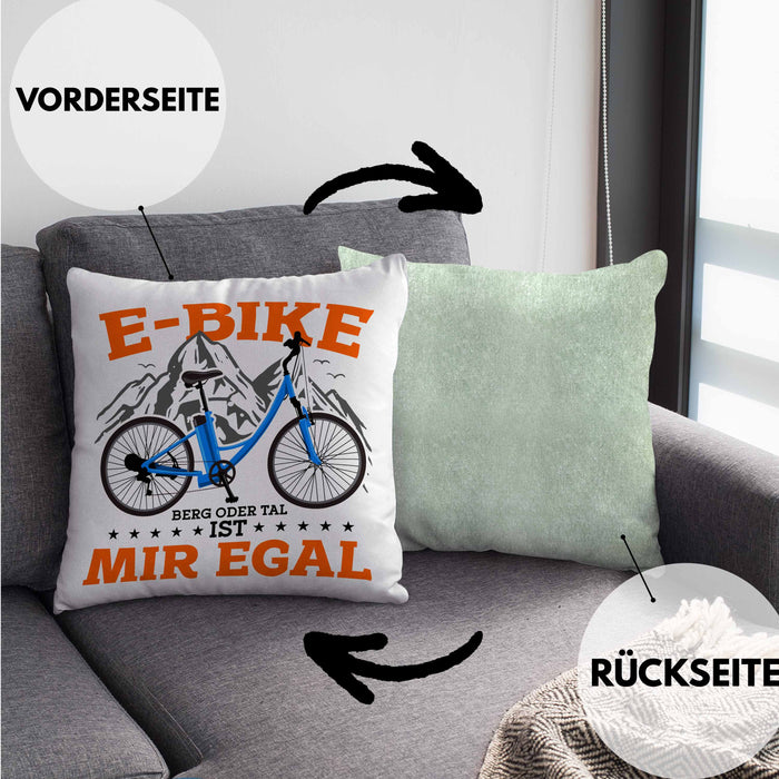 Lustige Kissen mit Füllung 40x40 E-Bike Fans Geschenk E-Bike Sprüche Geschenkidee (Grau) Grün Trendation