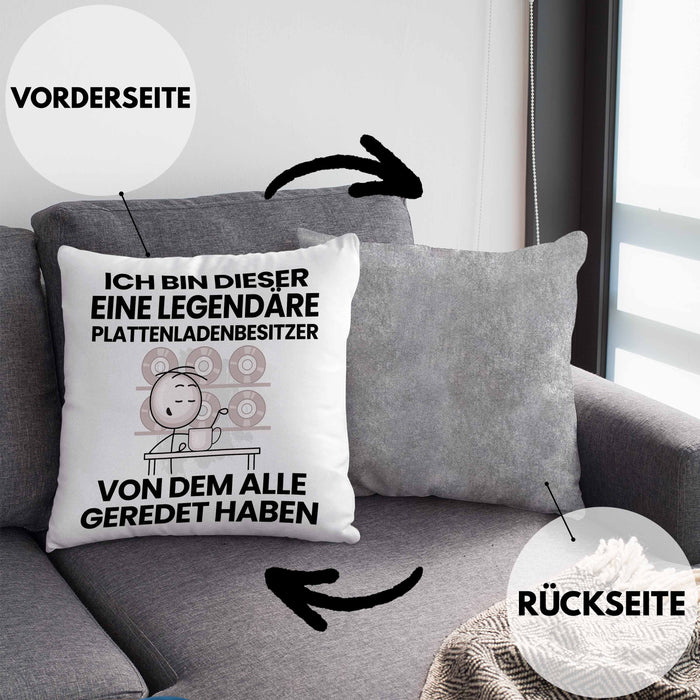 Plattenladenbesitzer Geschenk Kissen mit Füllung 40x40 Lustige Geschenkidee Geburtstag für Plattenladenbesitzer Ich Bin Dieser Legendäre Plattenladenbesitzer Von Dem Alle Geredet Haben (Grau) Grau Trendation