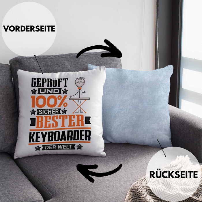Keyboarder Geschenk Lustiger Spruch für Keyboarder Geschenkidee Bester Keyboarder Der WeltKissen mit Füllung 40x40 (Grau) Blau Trendation