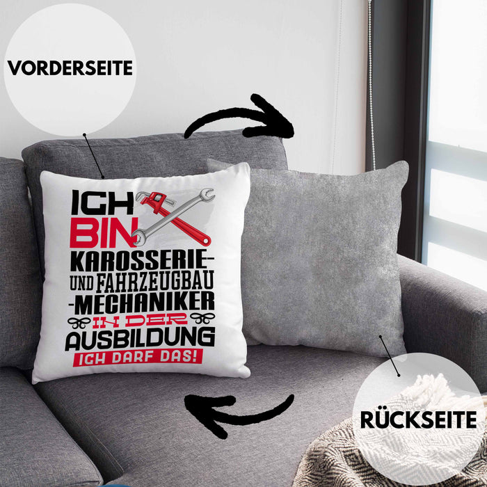 Karosserie- und Fahrzeugbaumechaniker Ausbildung Kissen mit Füllung 40x40 Geschenk Ich Bin Karosserie- und Fahrzeugbaumechaniker In Der Ausbildung Ich Darf Das Geschenkidee Spruch (Grau) Grau Trendation