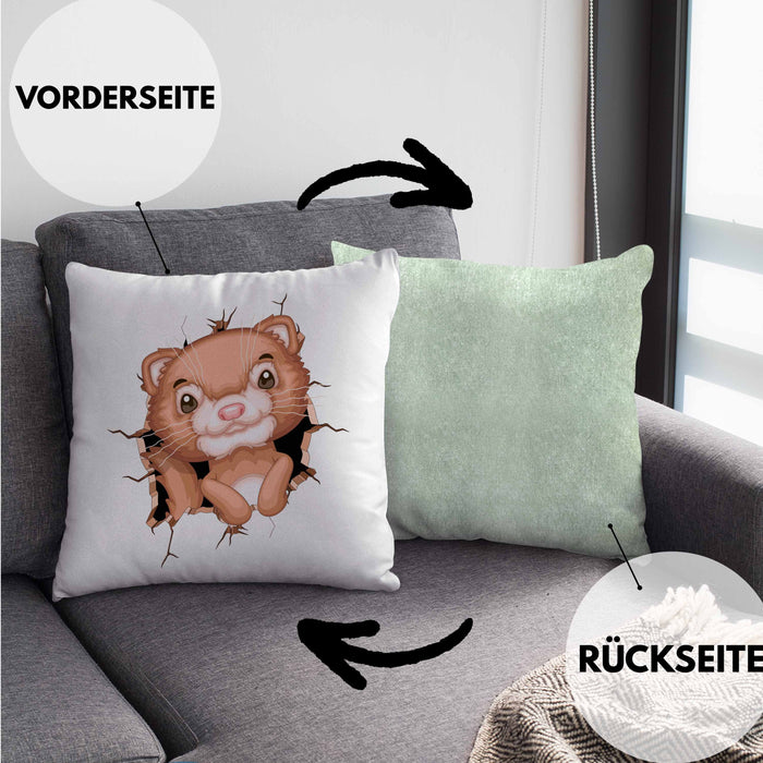Otter 3D Grafik Kissen mit Füllung 40x40 Lustige Geschenkdidee Otter-Liebhaber (Grau) Grün Trendation
