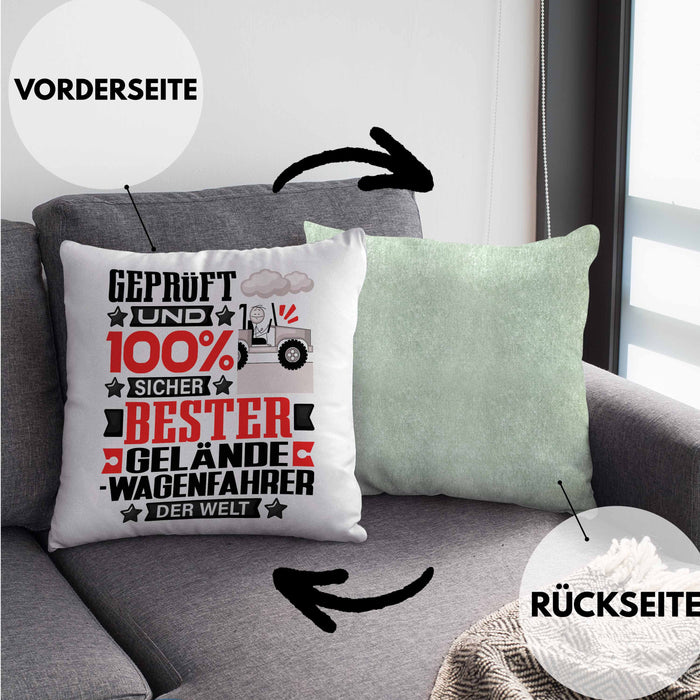 Geländewagenfahrer Geschenk Lustiger Spruch für Geländewagenfahrer Geschenkidee Bester Geländewagenfahrer Der WeltKissen mit Füllung 40x40 (Grau) Grün Trendation
