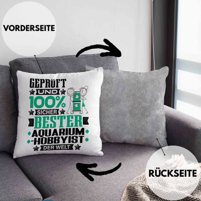 Aquarium-Hobbyist Geschenk Lustiger Spruch für Aquarium-Hobbyist Geschenkidee Bester Aquarium-Hobbyist Der WeltKissen mit Füllung 40x40 (Grau) Grau Trendation