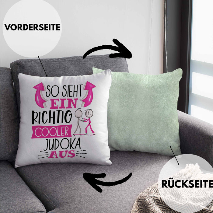 Judoka Kissen mit Füllung 40x40 Geschenk So Sieht Ein Richtig Cooler Judoka Aus Geschenkidee Spruch Lustig (Grau) Grün Trendation