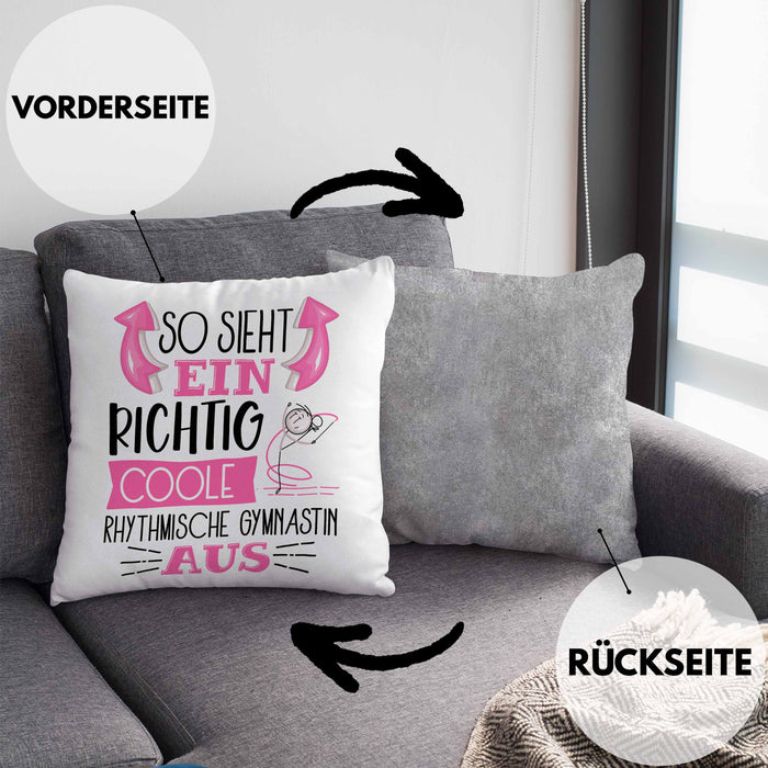 Rhythmische Gymnastin Kissen mit Füllung 40x40 Geschenk So Sieht Eine Richtig Coole Rhythmische Gymnastin Aus Geschenkidee Spruch Lustig (Grau) Grau Trendation