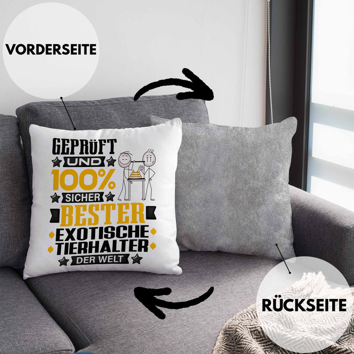 ExotischeTierhalter Geschenk Lustiger Spruch für ExotischeTierhalter Geschenkidee Bester ExotischeTierhalter Der WeltKissen mit Füllung 40x40 (Grau) Grau Trendation