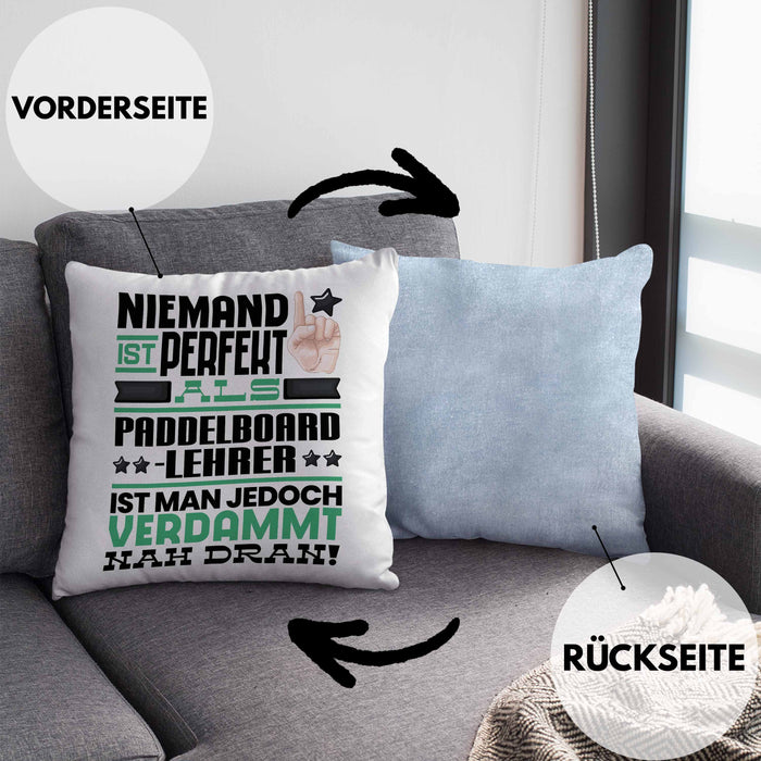 Paddelboard-Lehrer Geschenk Kissen mit Füllung 40x40 Lustige Geschenkidee für Paddelboard-Lehrer Geburtstag Niemand Ist Perfekt Aber Als Paddelboard-Lehrer Ist Man Nah Dran (Grau) Blau Trendation
