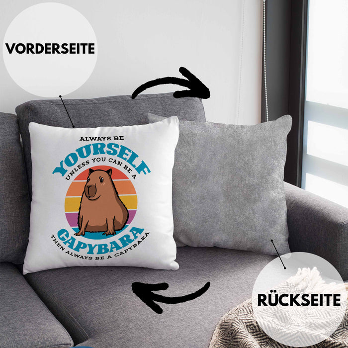 Kissen mit Füllung 40x40 Capybara-Spruch Geschenk für Capybara Liebhaber Geschenkidee (Grau) Grau Trendation