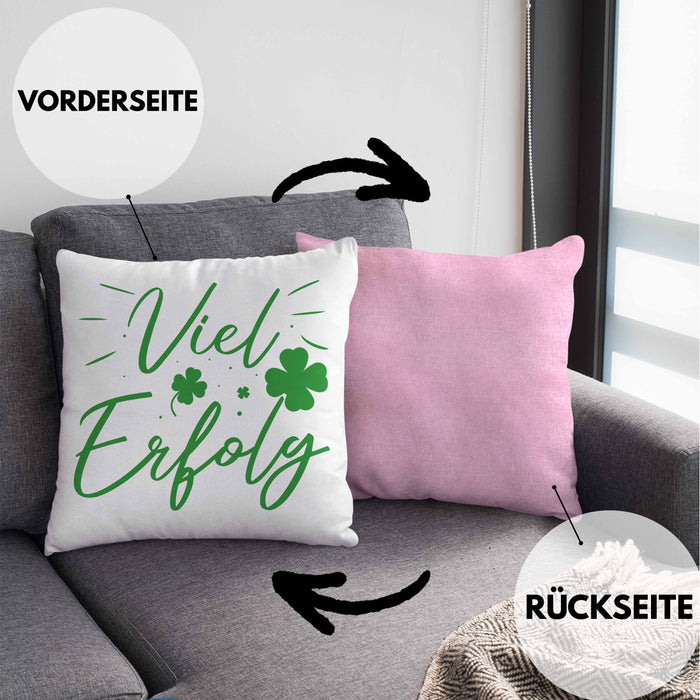 Viel Erfolg Kissen mit Füllung 40x40 Geschenk Geschenkidee Du Schaffst Das (Grau) Rosa Trendation