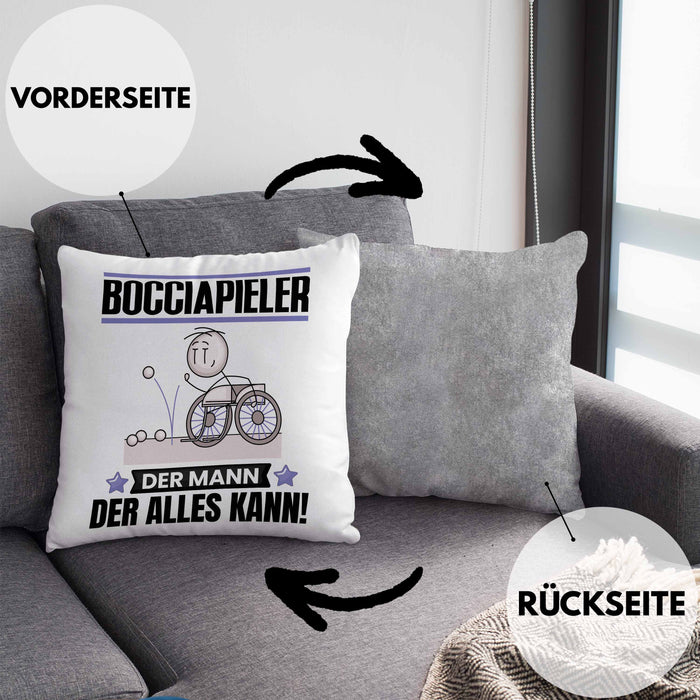 Bocciapieler Kissen mit Füllung 40x40 Geschenk für Bocciapieler Der Mann Der Alles Kann Geschenkidee zum Geburtstag (Grau) Grau Trendation