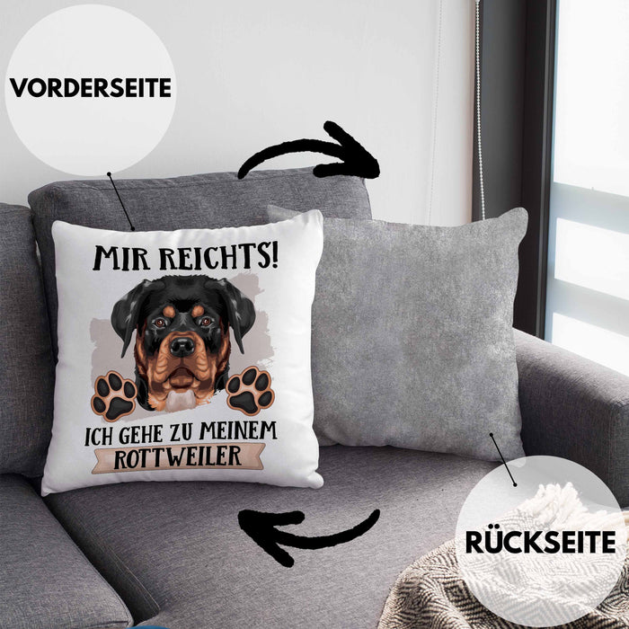 Rottweiler Besitzer Kissen mit Füllung 40x40 Geschenk Lustiger Spruch Geschenkidee Mir Reichts Ich Geh Zu Meinem Rottweiler (Grau) Grau Trendation