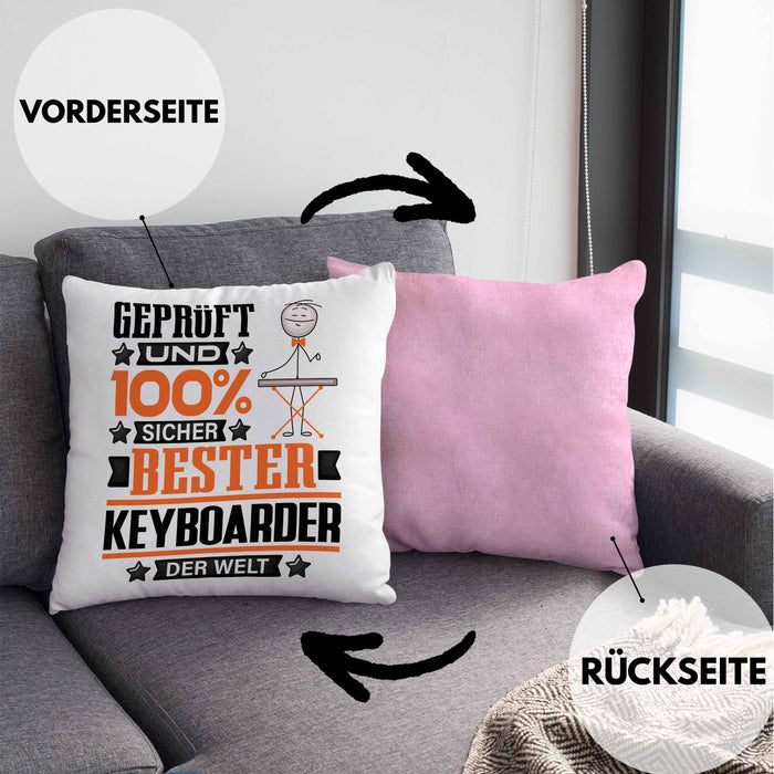 Keyboarder Geschenk Lustiger Spruch für Keyboarder Geschenkidee Bester Keyboarder Der WeltKissen mit Füllung 40x40 (Grau) Rosa Trendation