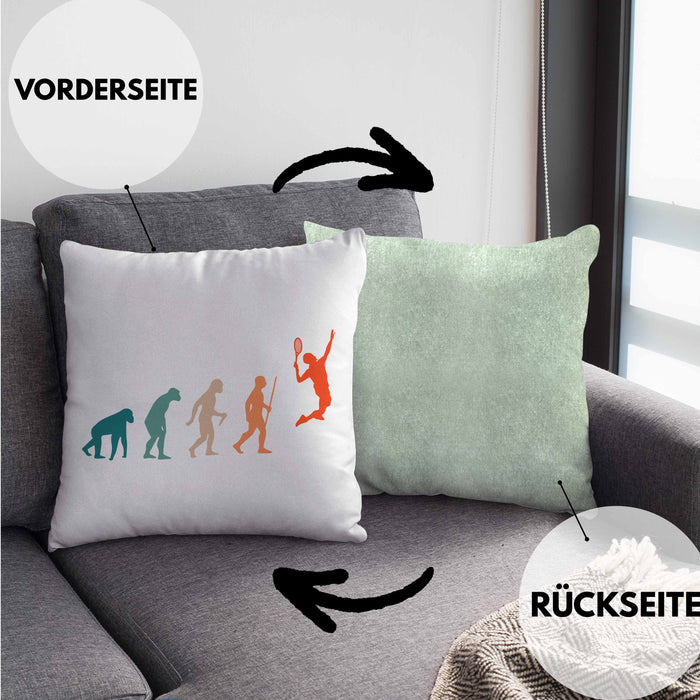 Lustige Badminton Kissen mit Füllung 40x40 Geschenk für Badmintonspieler Badminton Lehrer Coach Trainer Geschenkidee Evolution (Grau) Grün Trendation
