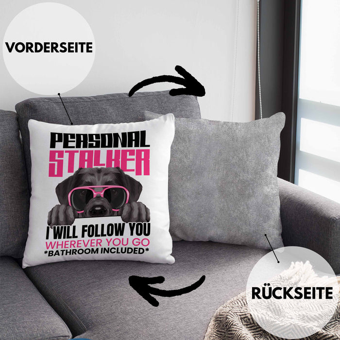 Labrador Besitzerin Kissen mit Füllung 40x40 Geschenk Lustiger Spruch Geschenkidee Personal Stalker (Grau) Grau Trendation