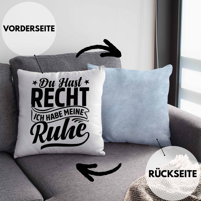 Ehemann Kissen mit Füllung 40x40 Geschenk Ehefrau Geschenkidee Du Hast Recht Ich Hab Meine Ruhe Geschenkidee Arbeitskollege (Grau) Blau Trendation