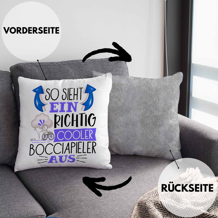 So Sieht Ein Richtig Cooler Bocciapieler Aus Geschenk Kissen mit Füllung 40x40 Lustiger Spruch Geschenkidee (Grau) Grau Trendation