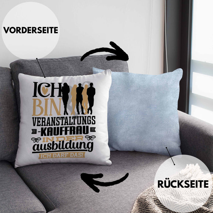 Veranstaltungskauffrau Ausbildung Start Geschenk Kissen mit Füllung 40x40 Ich Bin Veranstaltungskauffrau In Der Ausbildung Ich Darf Das Geschenkidee (Grau) Blau Trendation