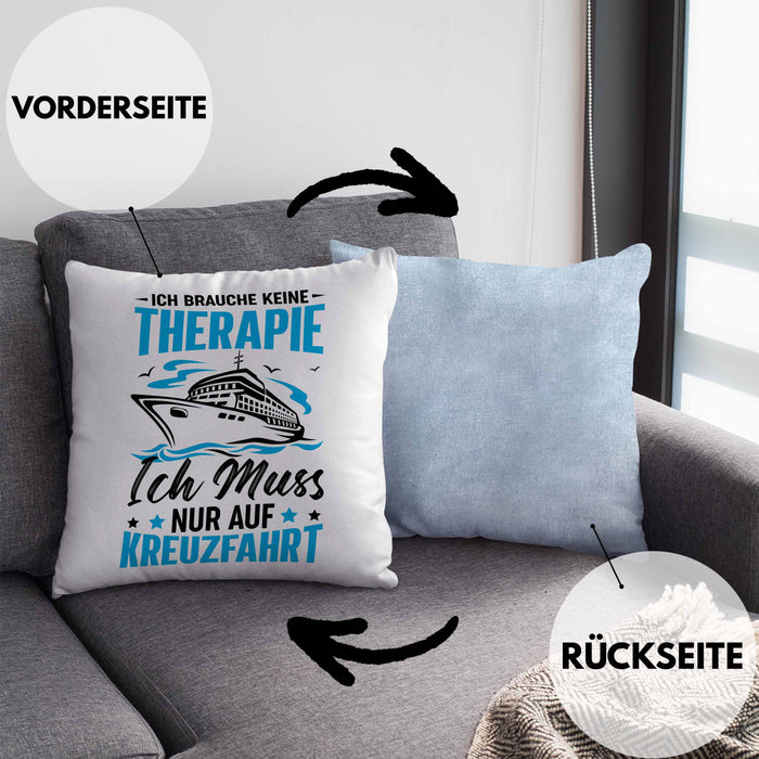 Kreuzfahrt Geschenk Kissen mit Füllung 40x40 Verkündung Geschenkidee für Kreuzfahrt-Fans Schiff (Grau) Blau Trendation