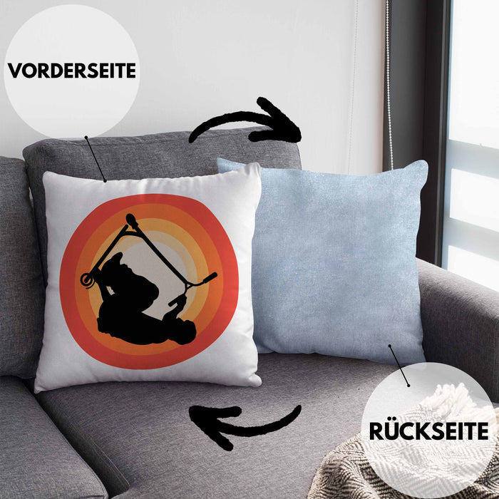 Scooter Roller Fahrer Geschenk Kissen mit Füllung 40x40 Scooterfahrer Geschenkidee Scooting Geschenkidee Jungs Profi Scooterfahrer Pro (Grau) Blau Trendation