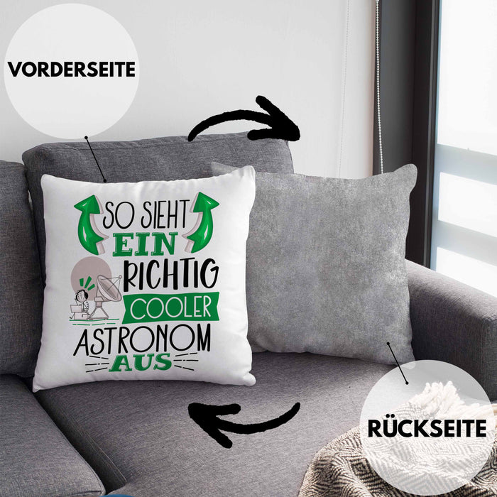 Astronom Kissen mit Füllung 40x40 Geschenk So Sieht Ein Richtig Cooler Astronom Aus Geschenkidee Spruch Lustig (Grau) Grau Trendation