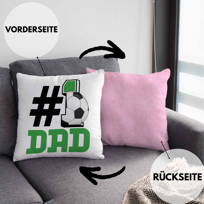 Fußball-Trainer Fußballer Nummer 1 Dad Vater Kissen mit Füllung 40x40 Geschenk Fußball Papa Geschenkidee Bester Papa Der Welt Vatertag Lustige Geschenkidee (Grau) Rosa Trendation