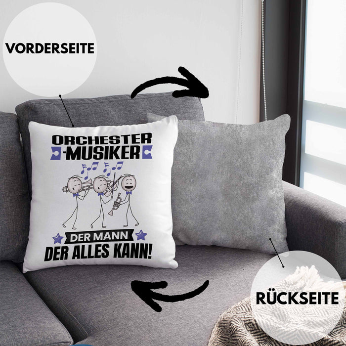 Orchestermusiker Kissen mit Füllung 40x40 Geschenk für Orchestermusiker Der Mann Der Alles Kann Geschenkidee zum Geburtstag (Grau) Grau Trendation