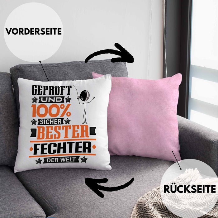 Fechter Geschenk Lustiger Spruch für Fechter Geschenkidee Bester Fechter Der WeltKissen mit Füllung 40x40 (Grau) Rosa Trendation