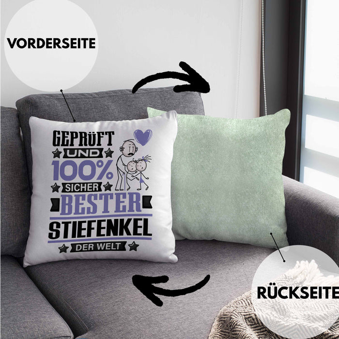 Stiefenkel Geschenk Lustiger Spruch für Stiefenkel Geschenkidee Bester Stiefenkel Der WeltKissen mit Füllung 40x40 (Grau) Grün Trendation