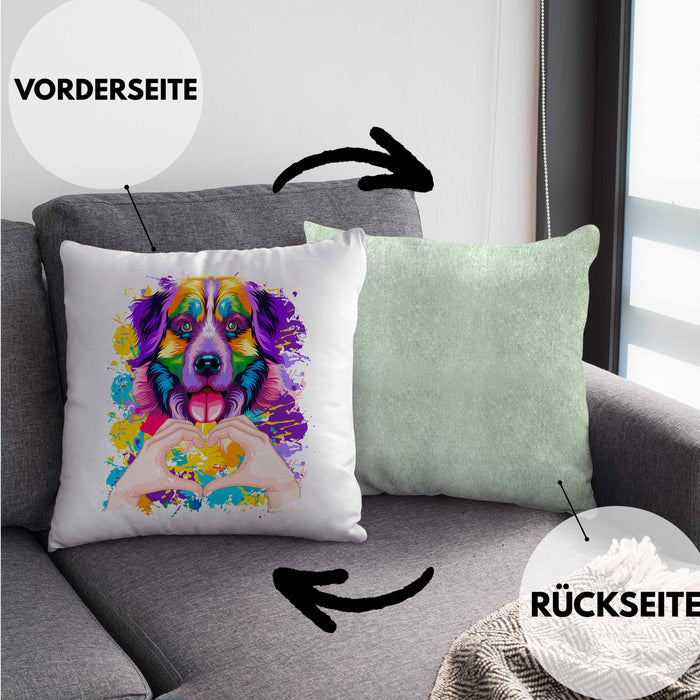 Berner Sennen Besitzer Farbe Love Kissen mit Füllung 40x40 Geschenk Lustiger Spruch Geschenkidee Berner Sennen Besitzerin (Grau) Grün Trendation