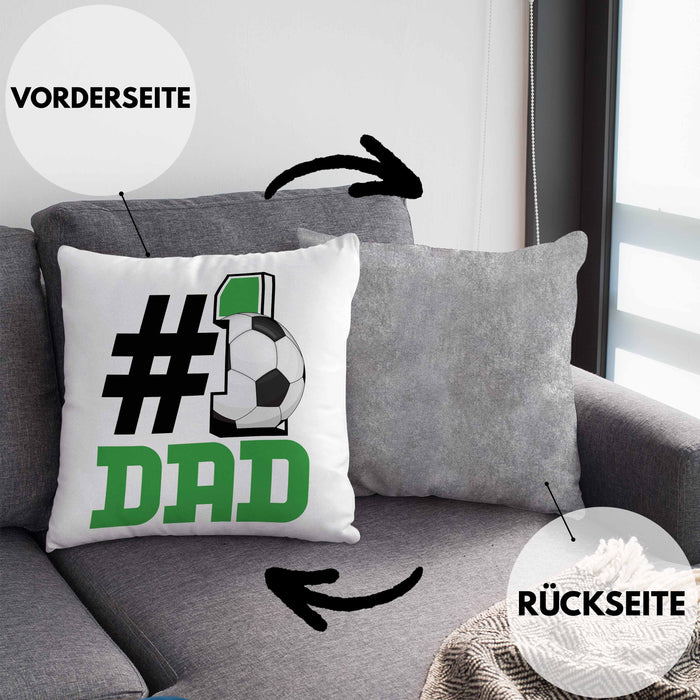 Fußball-Trainer Fußballer Nummer 1 Dad Vater Kissen mit Füllung 40x40 Geschenk Fußball Papa Geschenkidee Bester Papa Der Welt Vatertag Lustige Geschenkidee (Grau) Grau Trendation