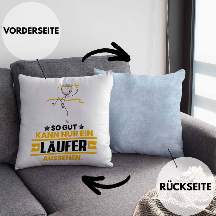 Läufer Geschenk Kissen mit Füllung 40x40 So Gut Kann Nur Ein Läufer Aussehen Geschenkidee (Grau) Blau Trendation